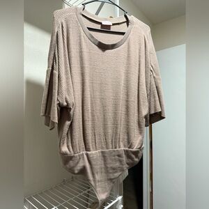 Pink Lily Taupe Ribbed Bodysuit